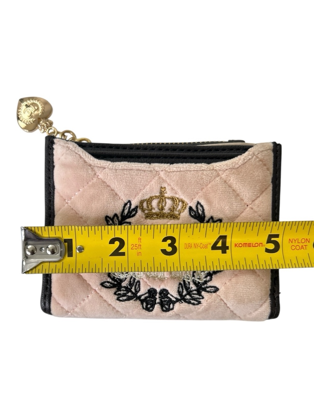Juicy Couture Royal Couture Quilted Velour Trifold Wallet Pink Clay Brown - Picture 6 of 7